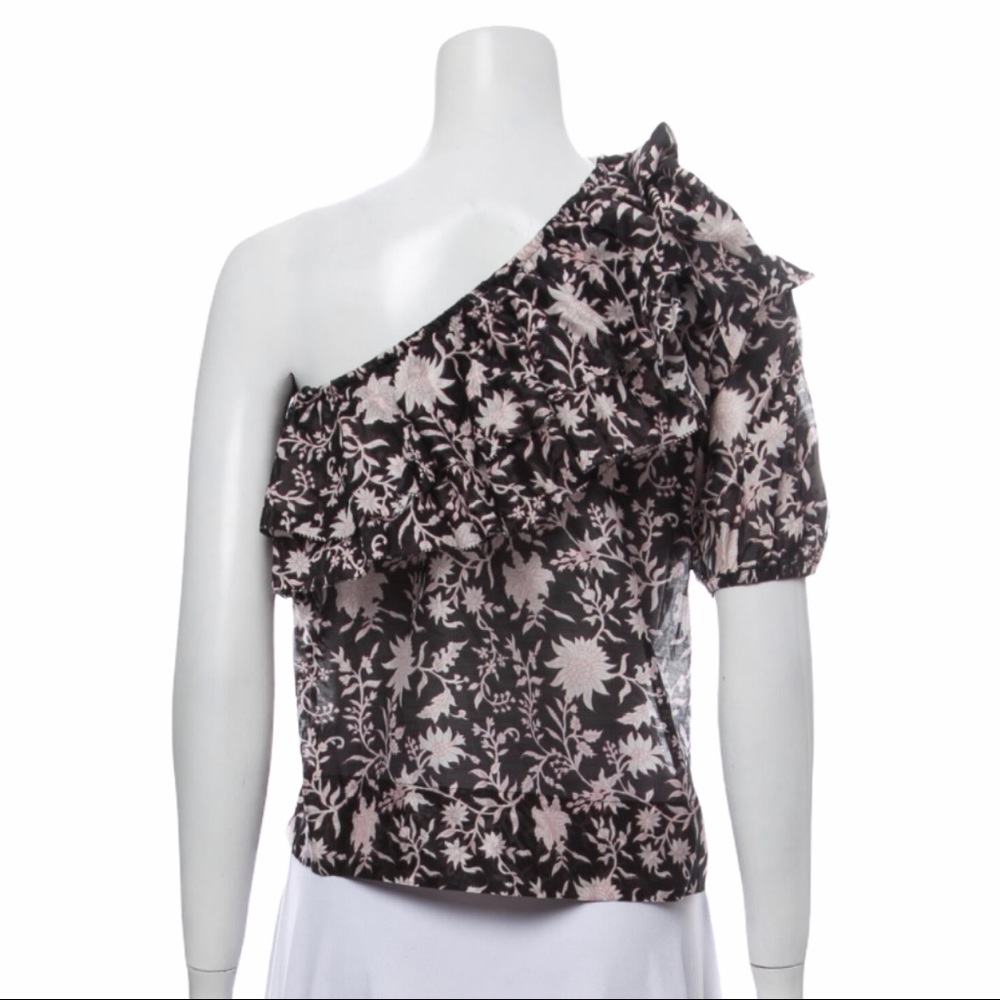 Ulla Johnson Goldie One Shoulder Floral Blouse 6 - Picture 5 of 8